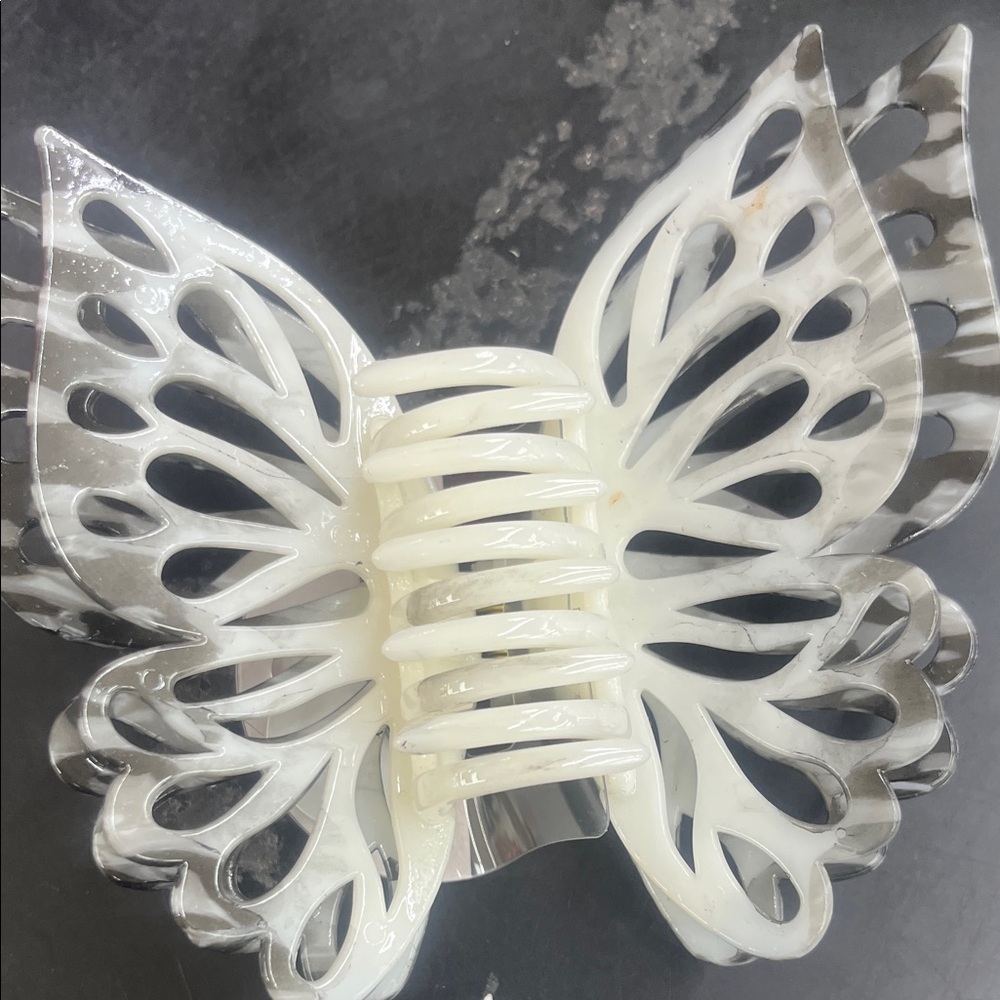 Big Butterfly Hair Claw Clip in White and Clear